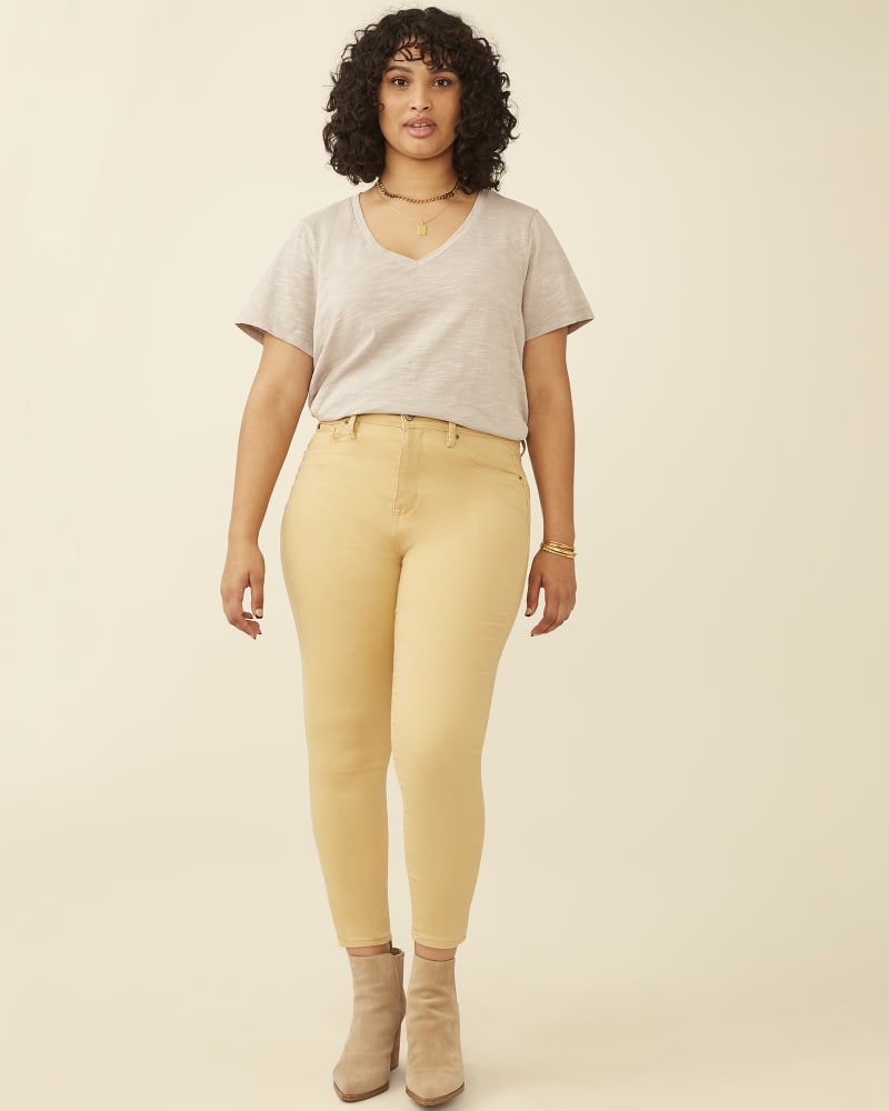 Plus size model with hourglass body shape wearing Brenda Stretch Skinny Jean by Curve Appeal | Dia&Co | dia_product_style_image_id:178195